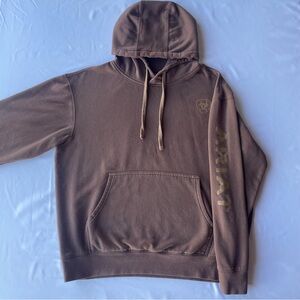 Ariat Logo Hoodie Mens Large Brown Chestnut Fleece Western Pullover